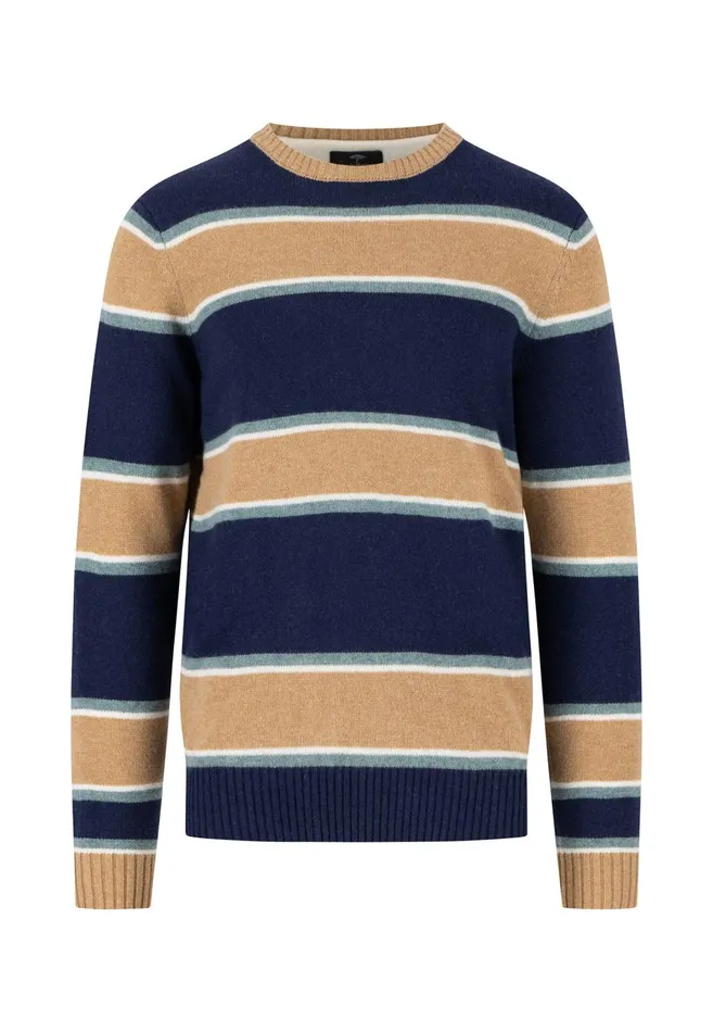FYNCHHATTON Striped Wool Sweater Navy Men Sweater
