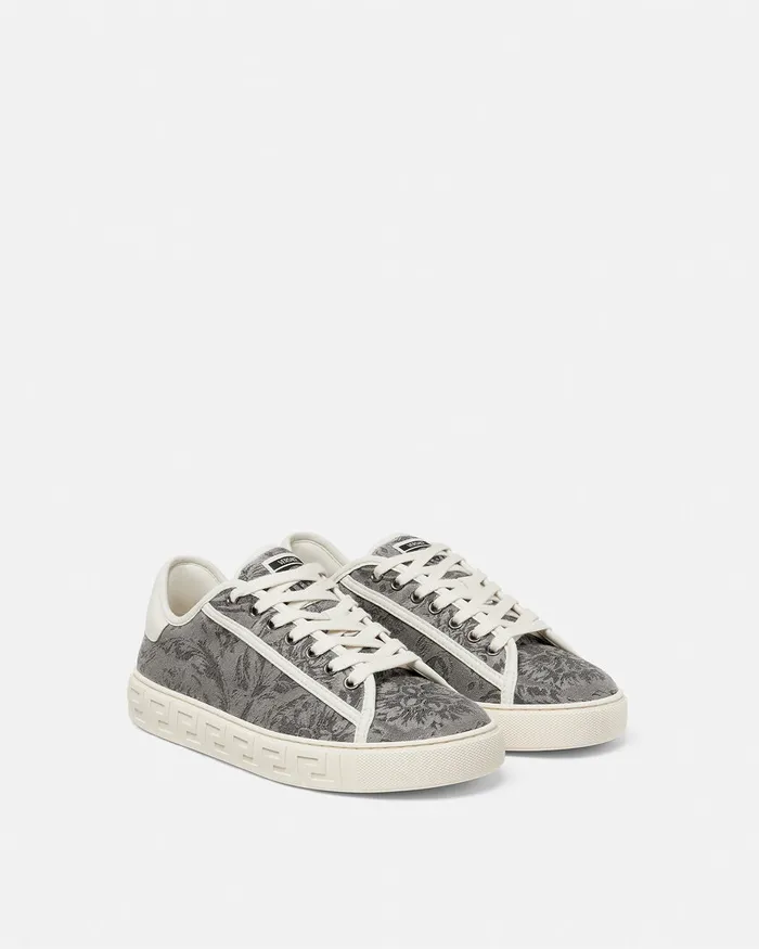 Greca Men Versace Barocco Greca Sneakers Beige