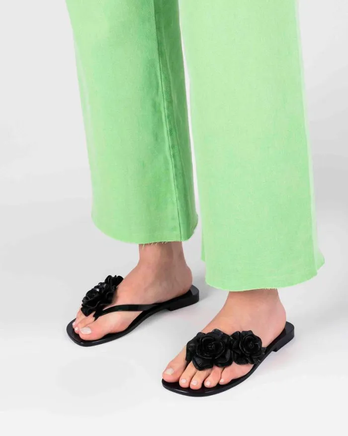 Harmomic Squared Garden Black Women Melissa Flip Flops