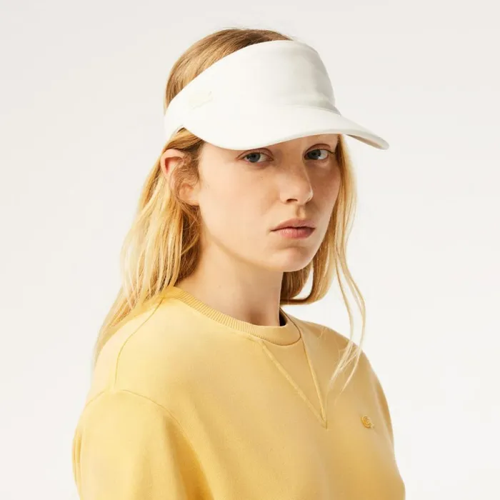 Hats Women Lacoste Womens Cotton Piqu Visor White 70v