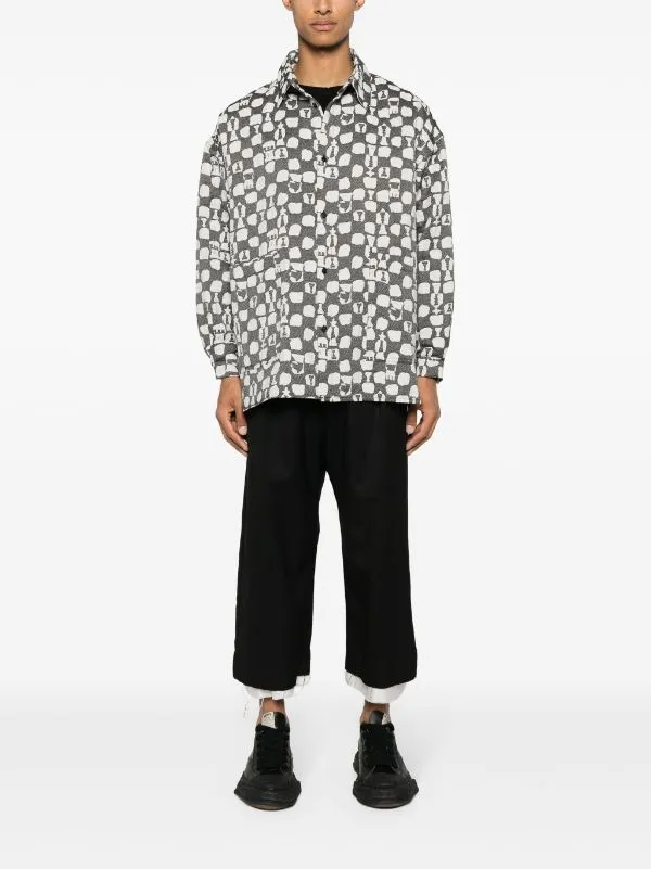 Henrik Vibskov Boutique Big Shirt 8211 Black White Chess Men Shirts