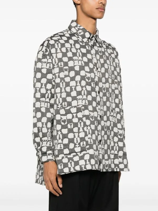 Henrik Vibskov Boutique Big Shirt 8211 Black White Chess Men Shirts