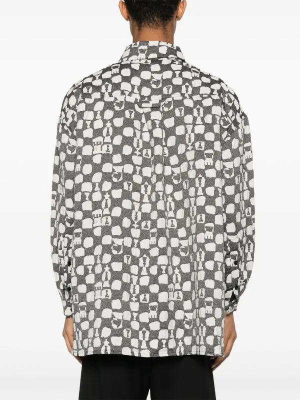 Henrik Vibskov Boutique Big Shirt 8211 Black White Chess Men Shirts