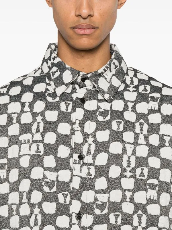 Henrik Vibskov Boutique Big Shirt 8211 Black White Chess Men Shirts