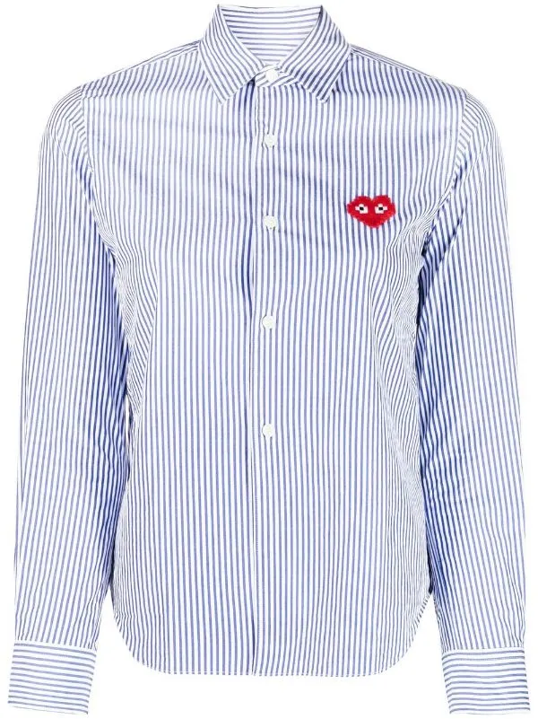 Henrik Vibskov Boutique CDG Play X Invader Womens Striped Shirt 8211 Pixelated Heart Women Tops Henrik Vibskov Boutique CDG Play X Invader Womens Striped Shirt 8211 Pixelated Heart Women Tops