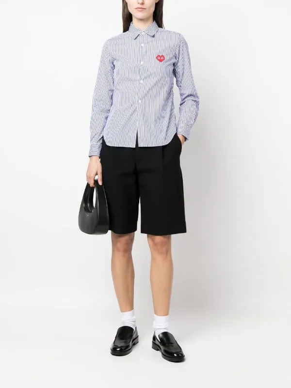 Henrik Vibskov Boutique CDG Play X Invader Womens Striped Shirt 8211 Pixelated Heart Women Tops