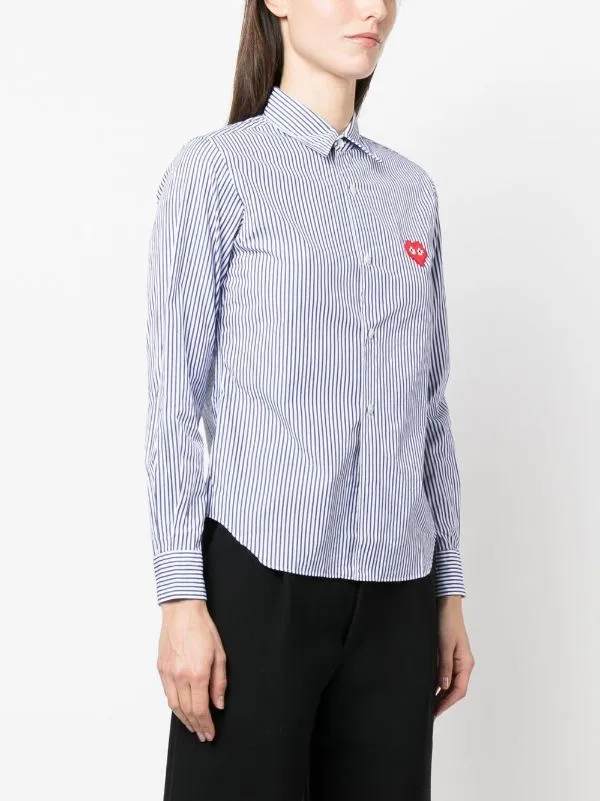 Henrik Vibskov Boutique CDG Play X Invader Womens Striped Shirt 8211 Pixelated Heart Women Tops