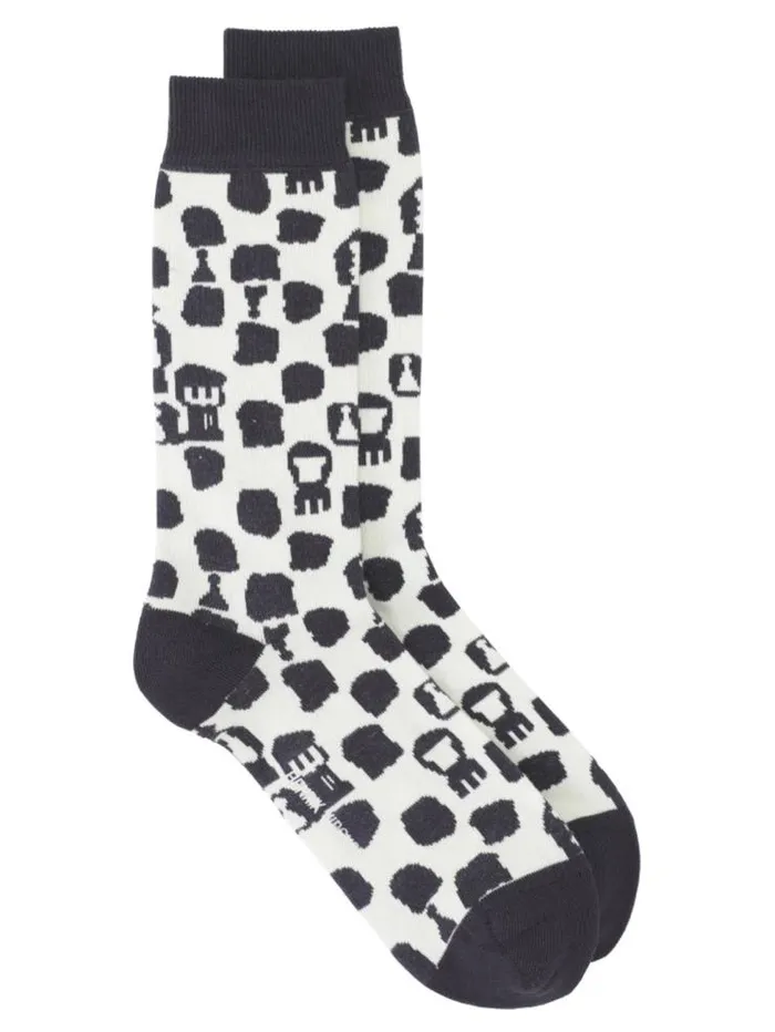 Henrik Vibskov Boutique Chess Socks Homme 8211 Black White Gambit Men Socks