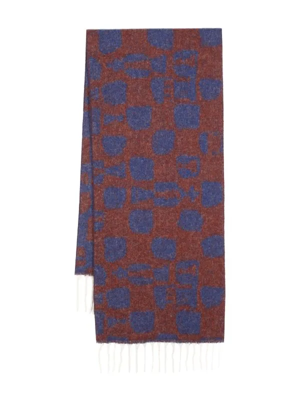 Henrik Vibskov Boutique Chess Wool Scarf 8211 Blue Orange Chess Men Scarves