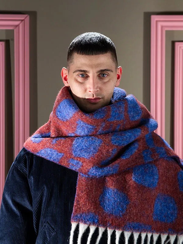 Henrik Vibskov Boutique Chess Wool Scarf 8211 Blue Orange Chess Men Scarves