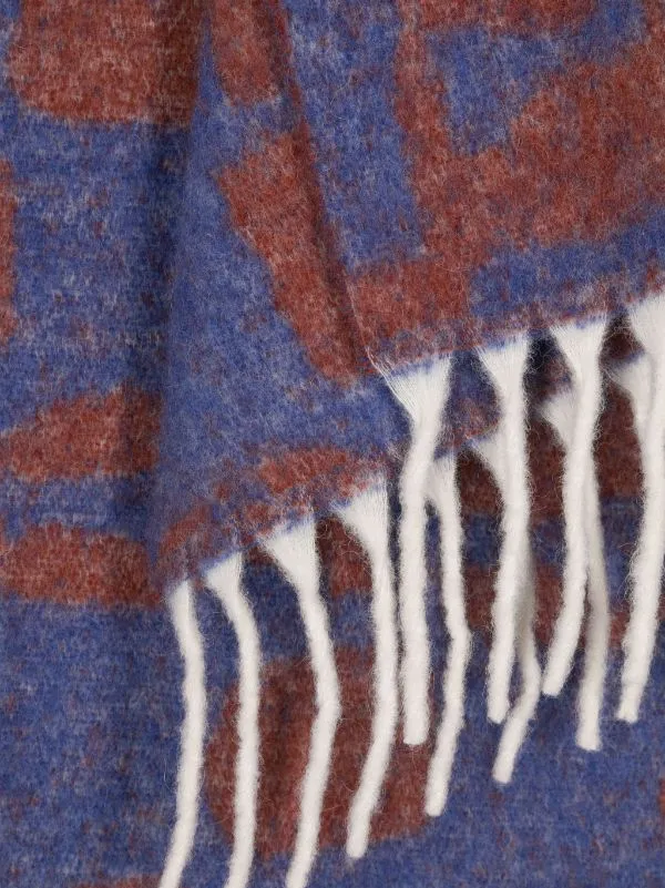 Henrik Vibskov Boutique Chess Wool Scarf 8211 Blue Orange Chess Men Scarves