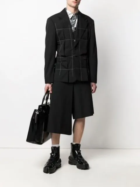 Henrik Vibskov Boutique Contrast Stitch Asymmetric Jacket 8211 Black Men Jackets and Coats