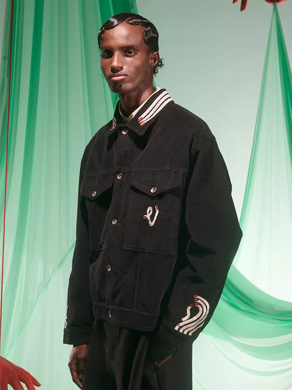 Henrik Vibskov Boutique Cosmos Corduroy Jacket 8211 Black Men Jackets and Coats