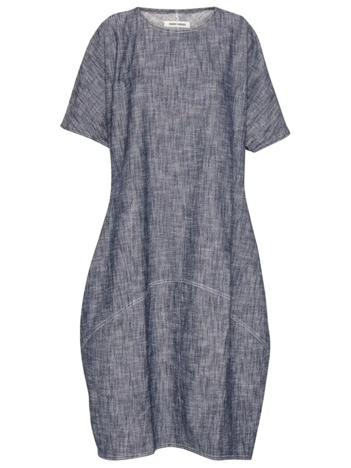 Henrik Vibskov Boutique Frown Denim Dress 8211 Blue White Blur Women Dresses