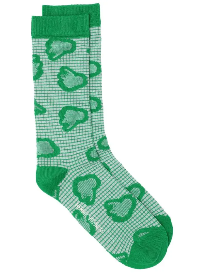 Henrik Vibskov Boutique Hand Jelly Socks Femme 8211 Green Blue Grid Women Socks