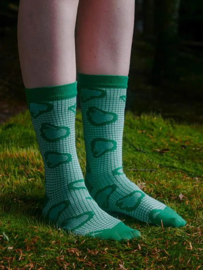 Henrik Vibskov Boutique Hand Jelly Socks Femme 8211 Green Blue Grid Women Socks