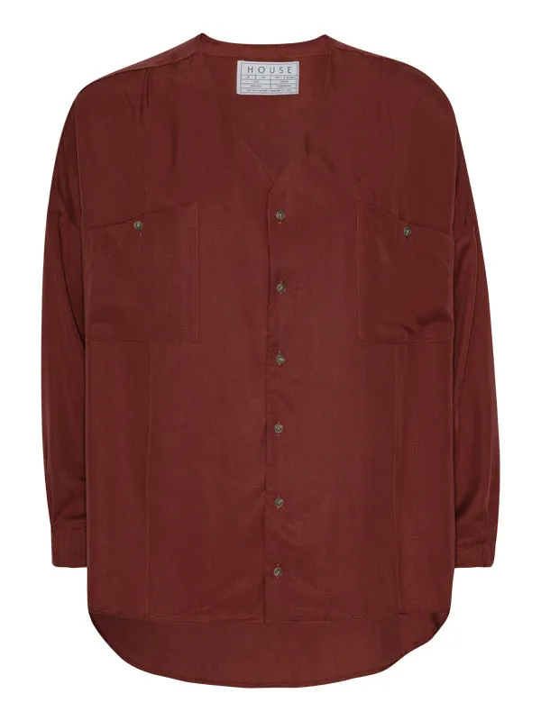 Henrik Vibskov Boutique Luiz Shirt 8211 Red Earth Men Shirts