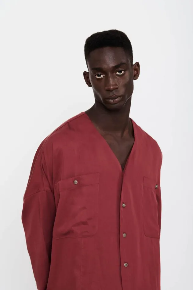 Henrik Vibskov Boutique Luiz Shirt 8211 Red Earth Men Shirts