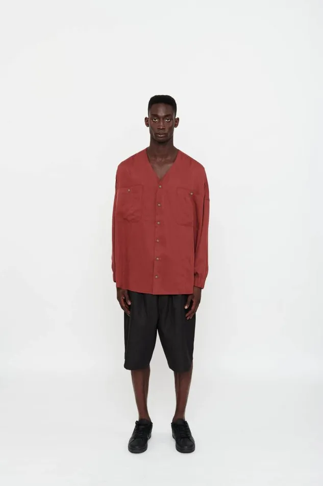 Henrik Vibskov Boutique Luiz Shirt 8211 Red Earth Men Shirts