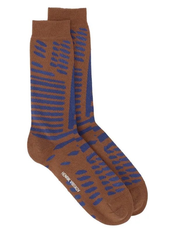 Henrik Vibskov Boutique Murph Socks Homme 8211 Brown Blue Stripes Men Socks