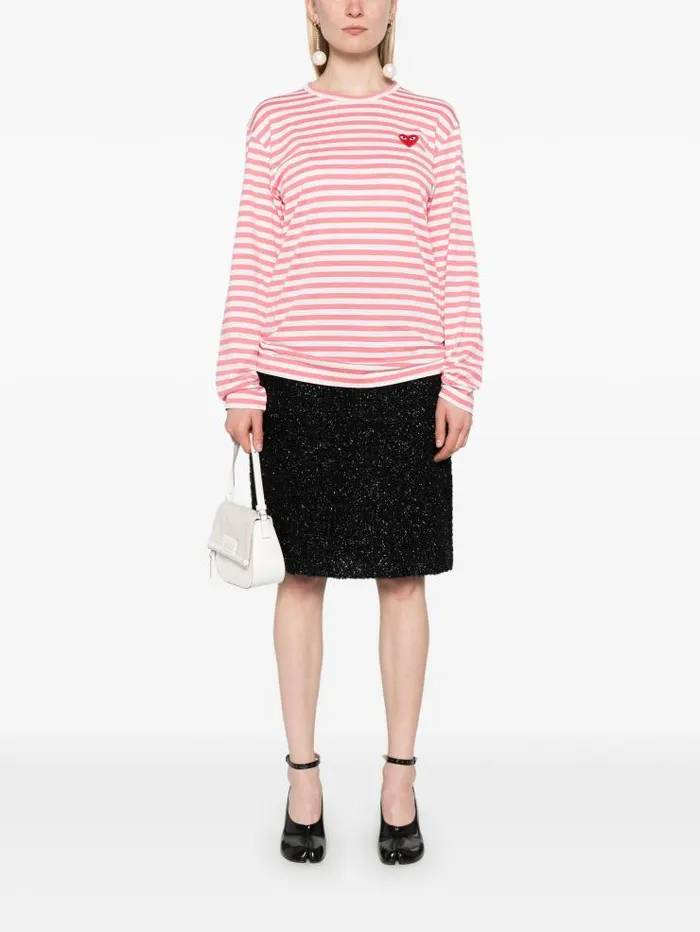 Henrik Vibskov Boutique Unisex Striped Tee Red Heart 8211 Pink Men Tops