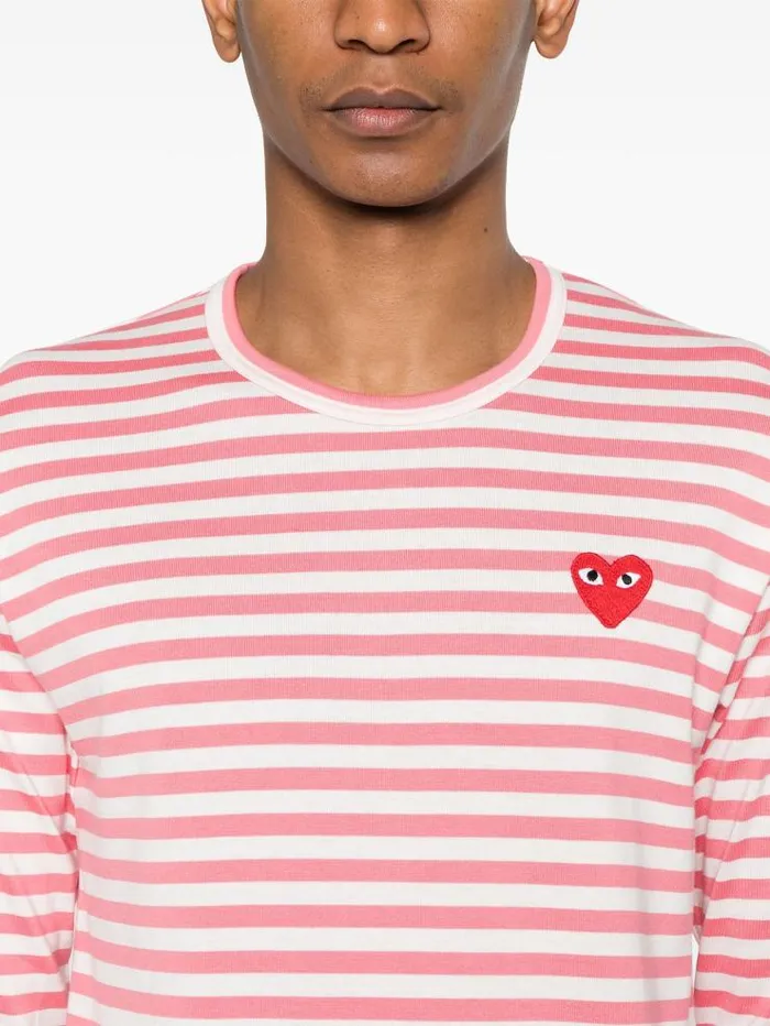 Henrik Vibskov Boutique Unisex Striped Tee Red Heart 8211 Pink Men Tops