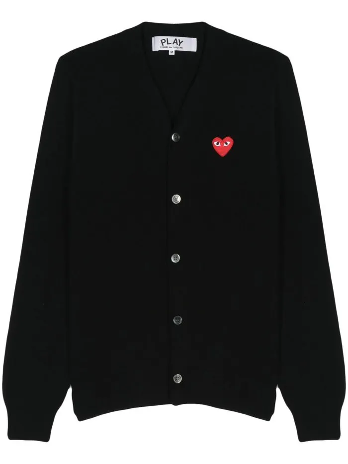 Henrik Vibskov Boutique VNeck Cardigan Red Heart 8211 Black Men Knitwear