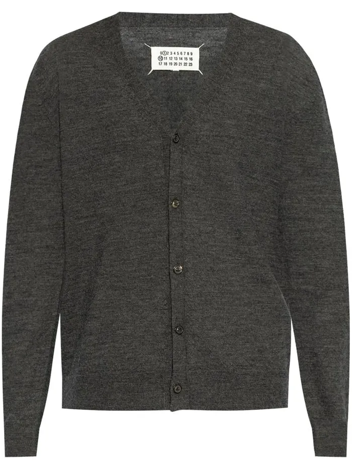 Henrik Vibskov Boutique VNeck Wool Cardigan 8211 Charcoal Men Knitwear