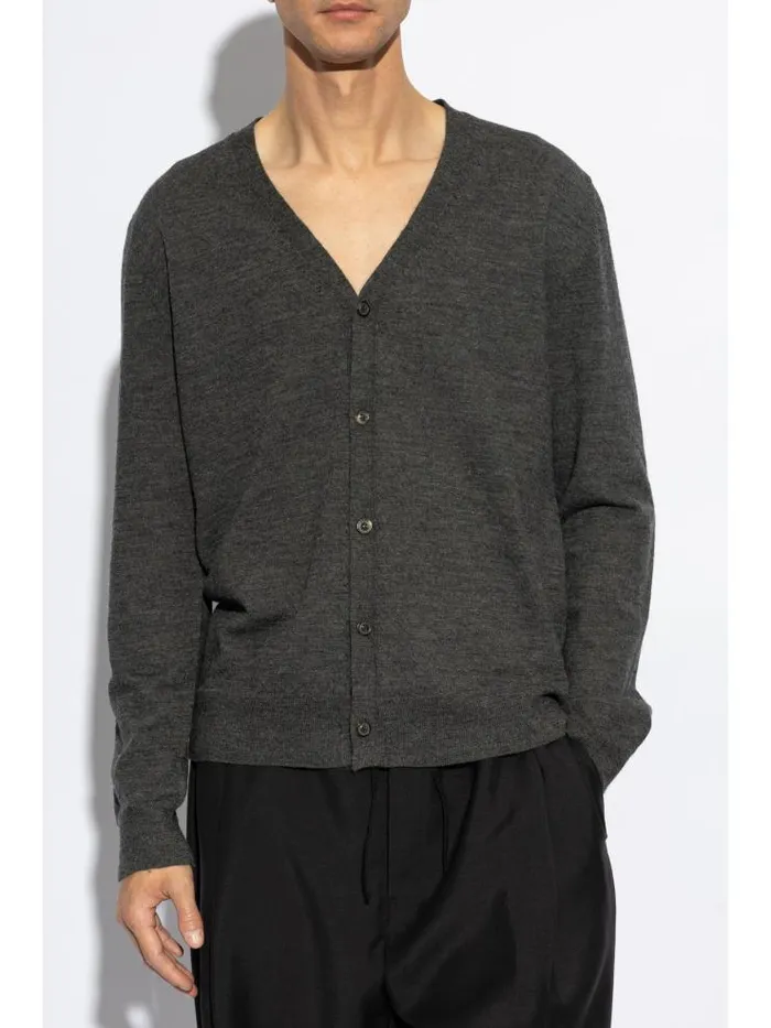 Henrik Vibskov Boutique VNeck Wool Cardigan 8211 Charcoal Men Knitwear
