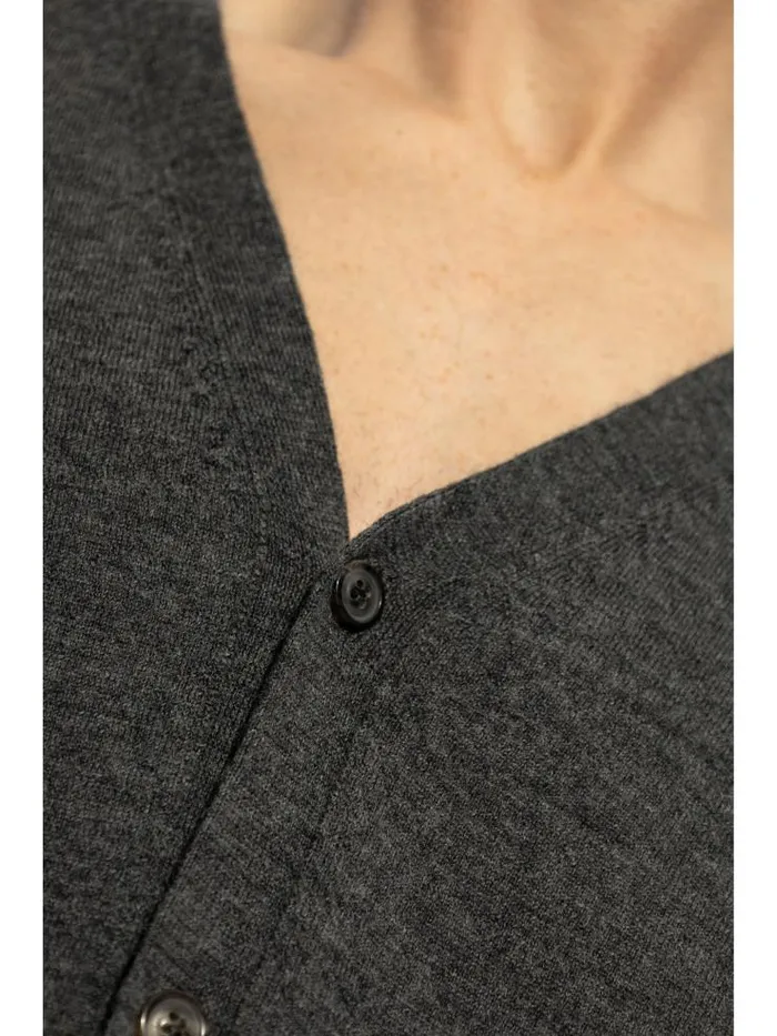 Henrik Vibskov Boutique VNeck Wool Cardigan 8211 Charcoal Men Knitwear