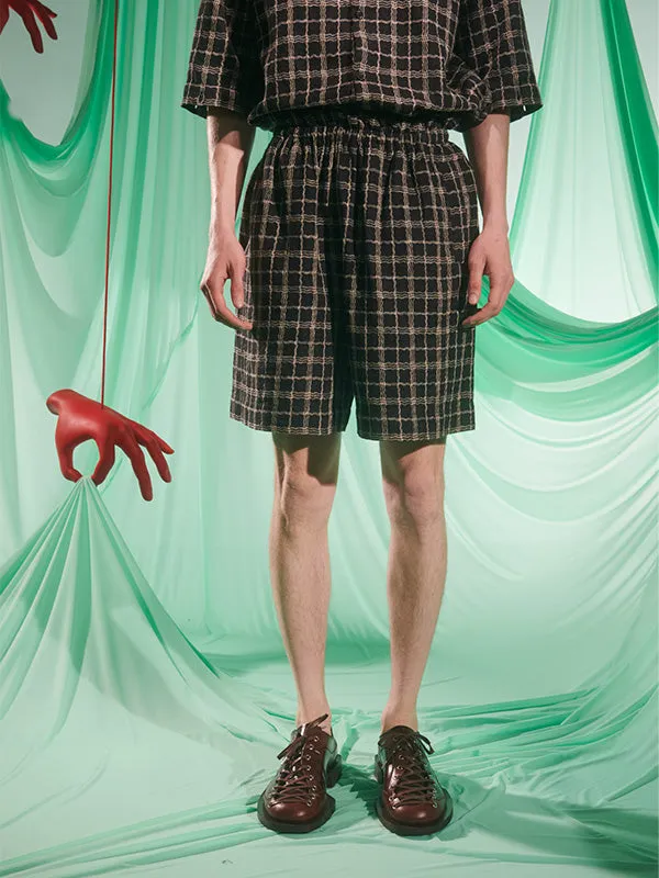 Henrik Vibskov Boutique Waybill Shorts 8211 Black Curvy Grid Men Shorts