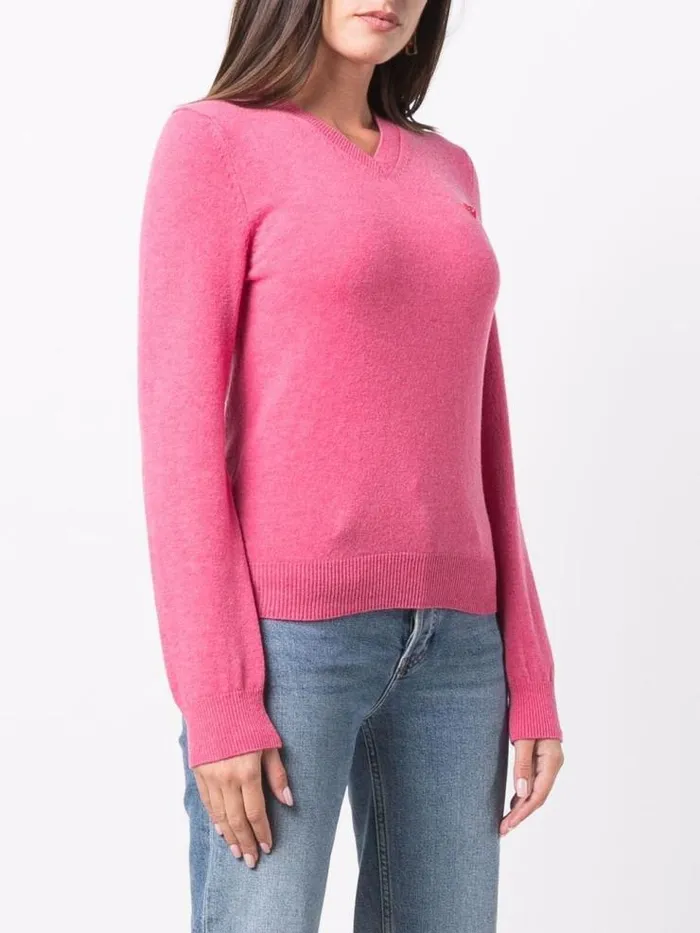 Henrik Vibskov Boutique Womens VNeck Pullover Red Heart 8211 Pink Women Knitwear