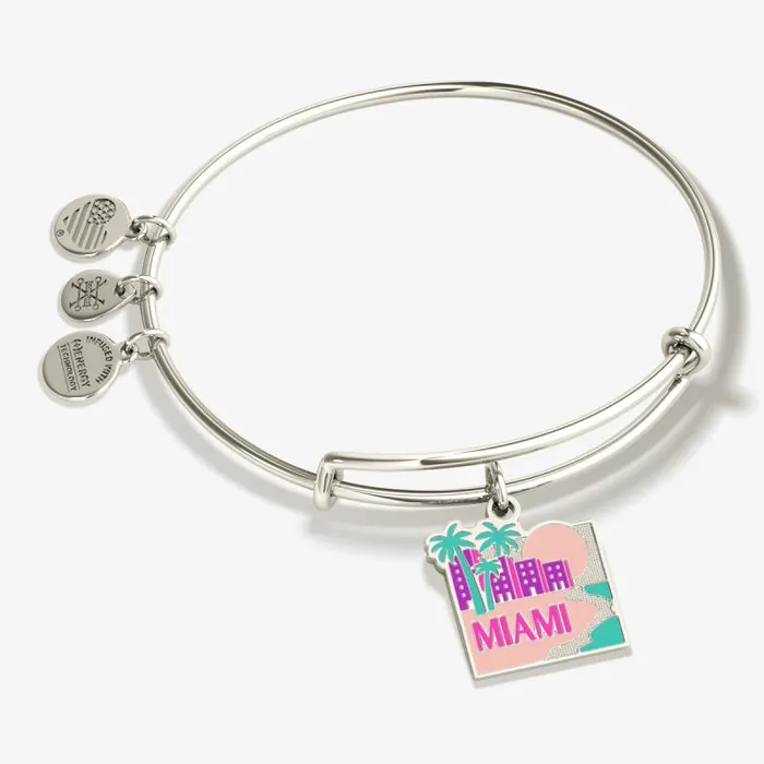 Iconic Women Alex And Ani Miami Charm Bangle Bracelet Shiny Gold