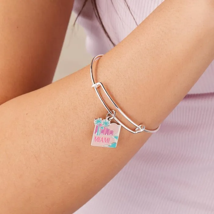 Iconic Women Alex And Ani Miami Charm Bangle Bracelet Shiny Gold