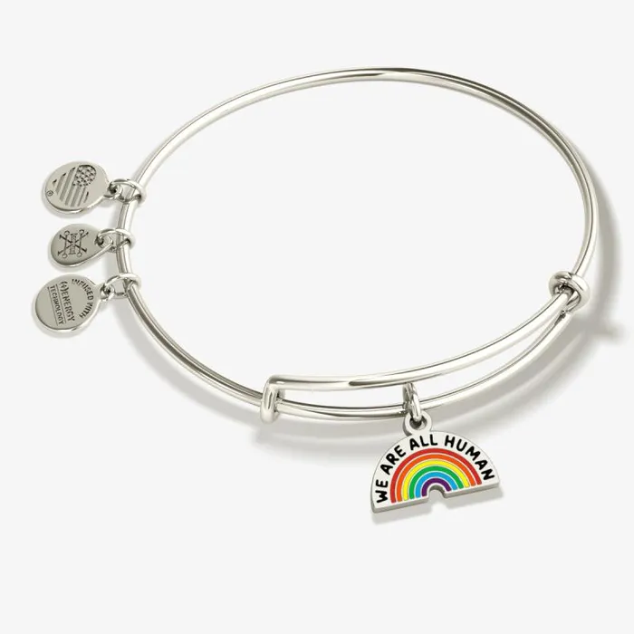 Iconic Women Alex And Ani We Are All Human039 Rainbow Charm Bangle Bracelet Shiny Silver Iconic Women Alex And Ani We Are All Human039 Rainbow Charm Bangle Bracelet Shiny Silver