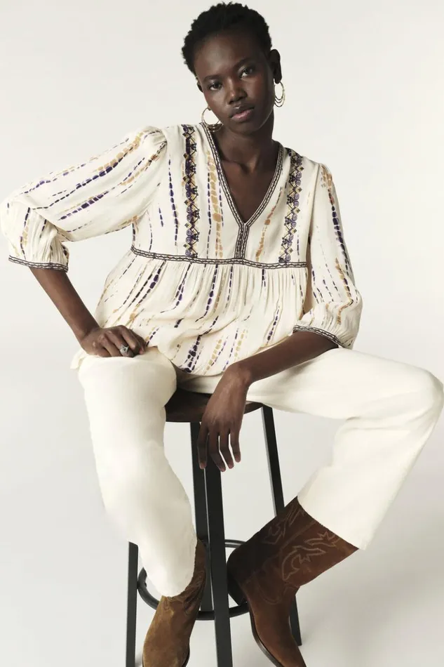 Isis34Sleeve Blouse Clothing Baandsh Tops and Shirts