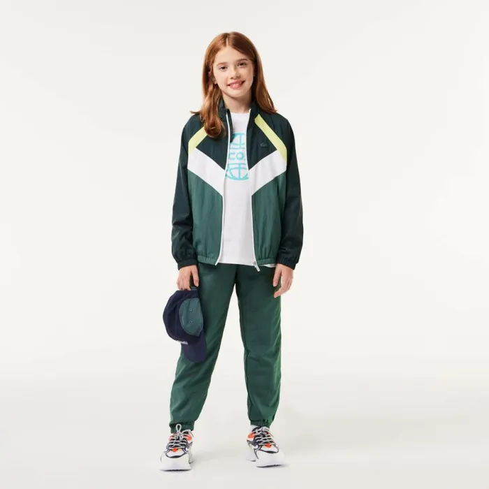 Jackets and Coats Kids Lacoste Kids039 Colorblock ZipUp Jacket Green Flashy Yellow White Dark Green Nti