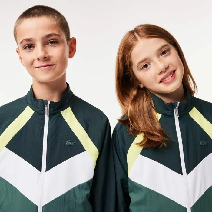 Jackets and Coats Kids Lacoste Kids039 Colorblock ZipUp Jacket Green Flashy Yellow White Dark Green Nti