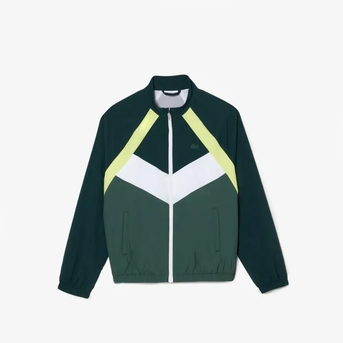 Jackets and Coats Kids Lacoste Kids039 Colorblock ZipUp Jacket Green Flashy Yellow White Dark Green Nti