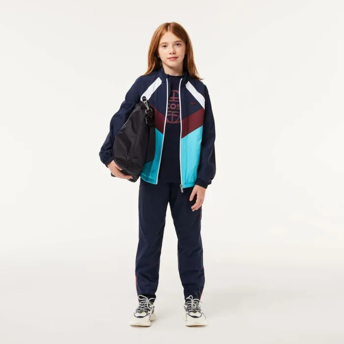 Jackets and Coats Kids Lacoste Kids039 Colorblock ZipUp Jacket Navy Blue White Bordeaux Blue P1i