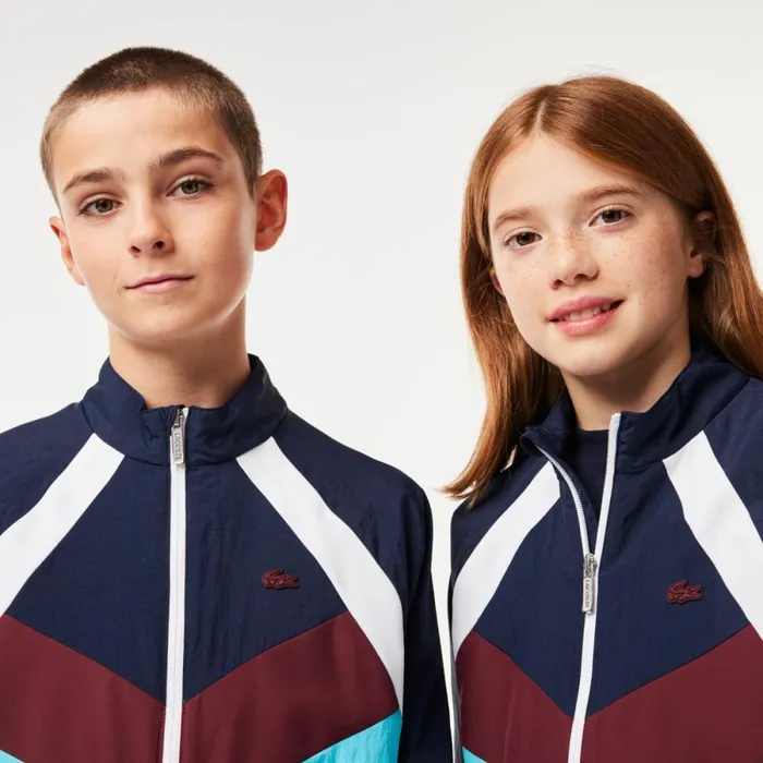 Jackets and Coats Kids Lacoste Kids039 Colorblock ZipUp Jacket Navy Blue White Bordeaux Blue P1i