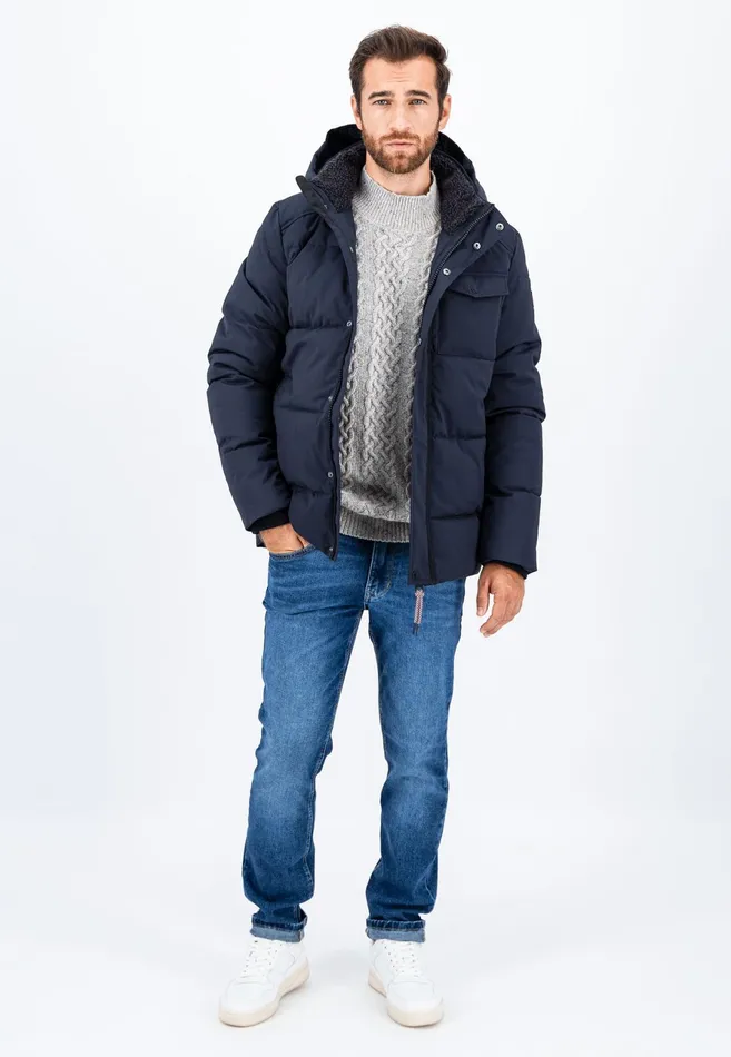 Jackets and Coats Men FYNCHHATTON Buffer Jacket With Hood Dark Navy