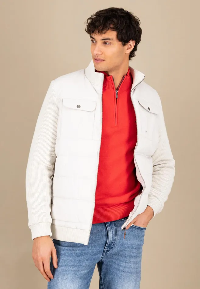 Jackets and Coats Men FYNCHHATTON Hybrid Jacket With Breast Pockets Navynew Offwhite