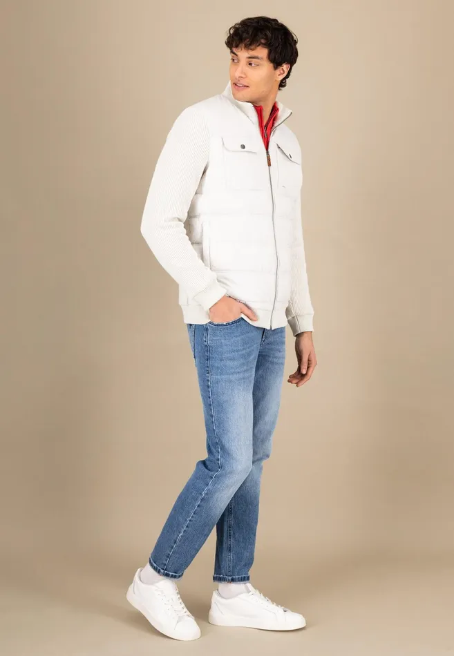 Jackets and Coats Men FYNCHHATTON Hybrid Jacket With Breast Pockets Navynew Offwhite