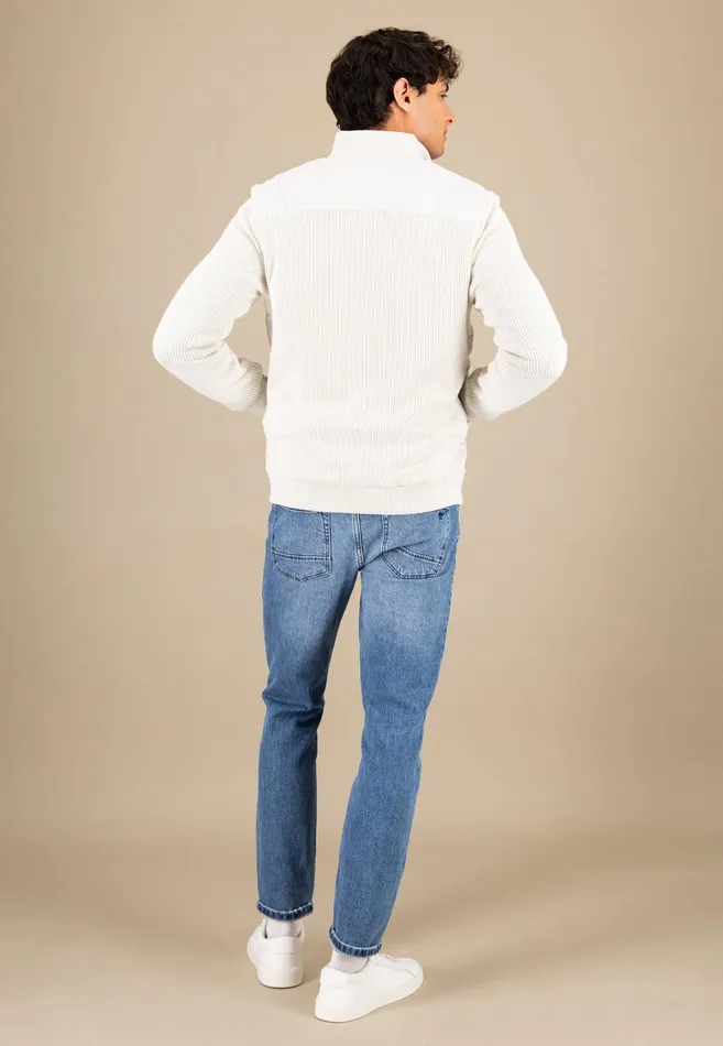 Jackets and Coats Men FYNCHHATTON Hybrid Jacket With Breast Pockets Navynew Offwhite