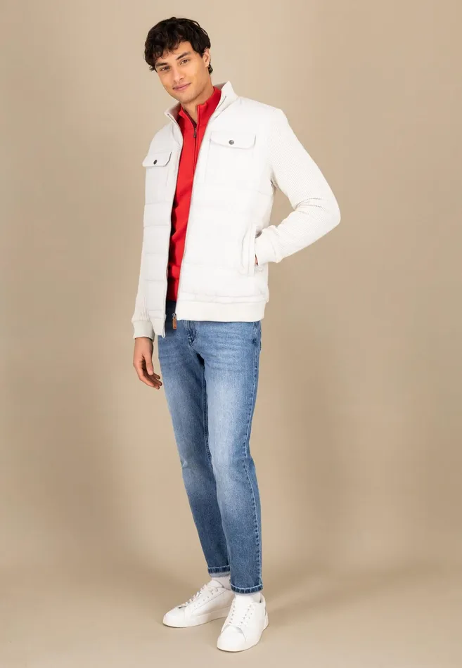 Jackets and Coats Men FYNCHHATTON Hybrid Jacket With Breast Pockets Navynew Offwhite