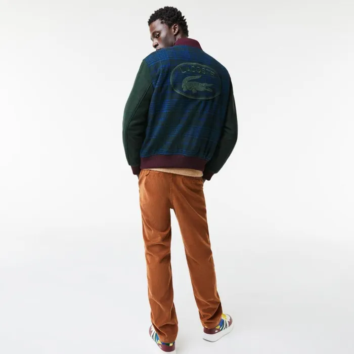 Jackets and Coats Men Lacoste Men039s Branded Back Varsity Jacket Navy Blue Green Black Blue V48