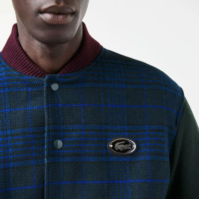 Jackets and Coats Men Lacoste Men039s Branded Back Varsity Jacket Navy Blue Green Black Blue V48