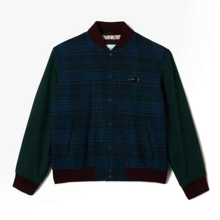Jackets and Coats Men Lacoste Men039s Branded Back Varsity Jacket Navy Blue Green Black Blue V48