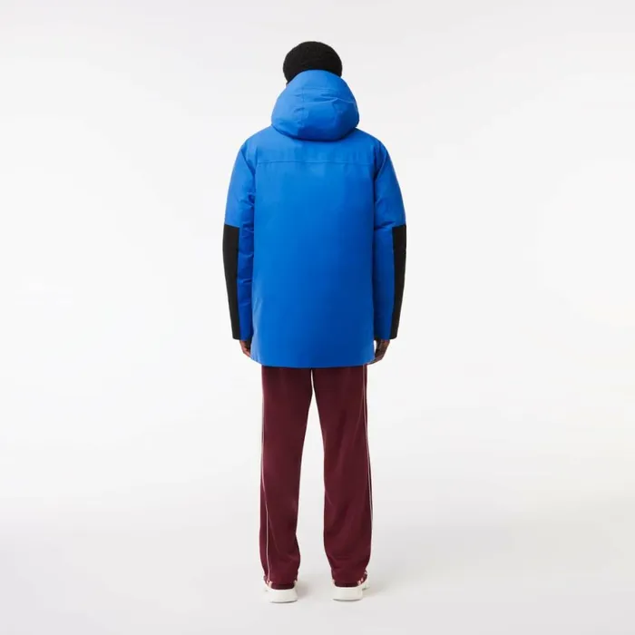 Jackets and Coats Men Lacoste Men039s Colorblock Multipocket Hooded Parka Blue Black Izk